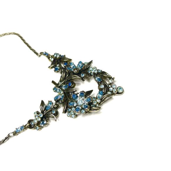 VINTAGE Necklace Signed HOLLYCRAFT 1953 BLUE Rhinestone Vtg Costume Jewelry JA14 - Picture 3 of 8
